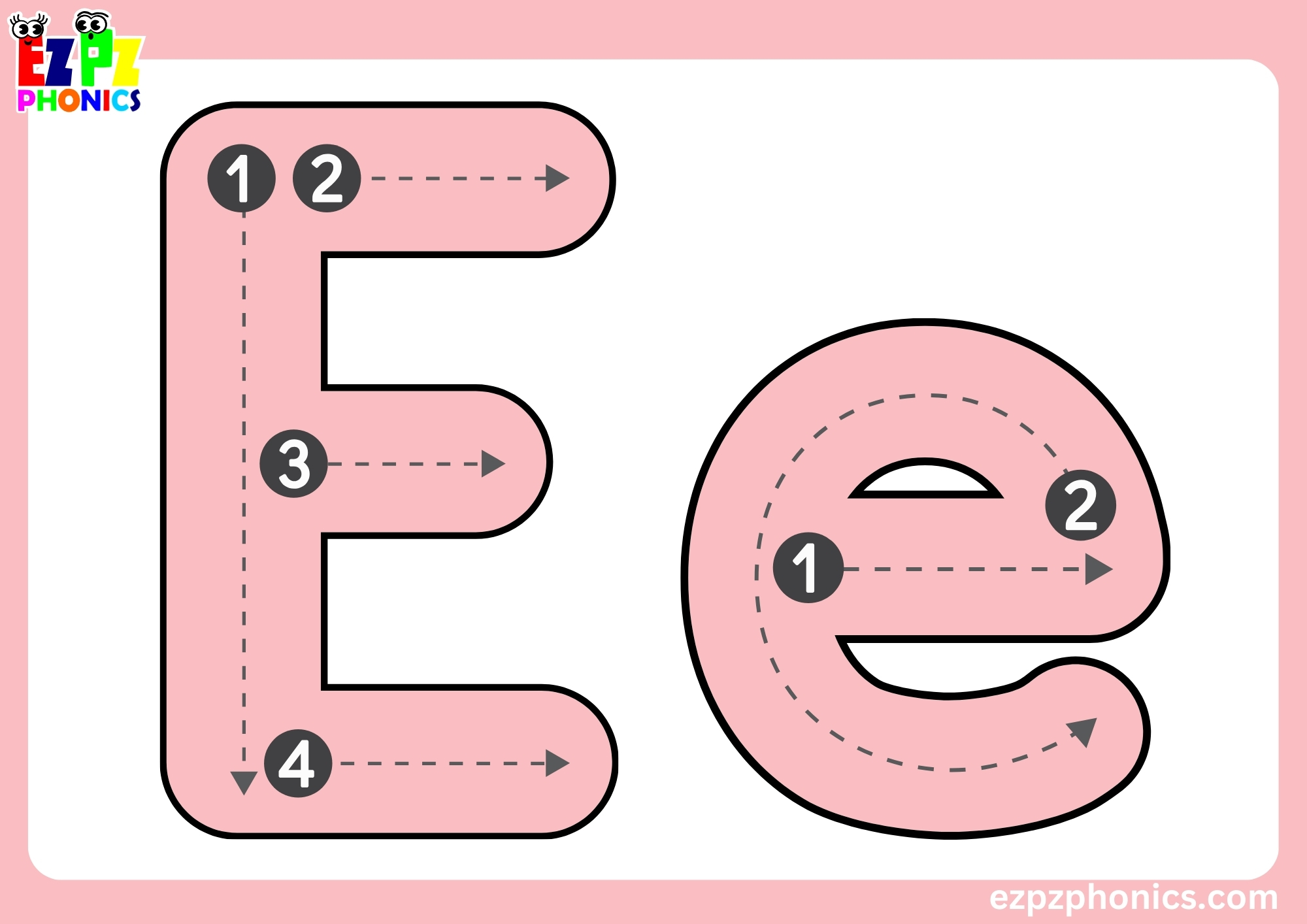 Letter E Free Kindergarten Phonics Alphabet Letter Sounds Flashcards ...