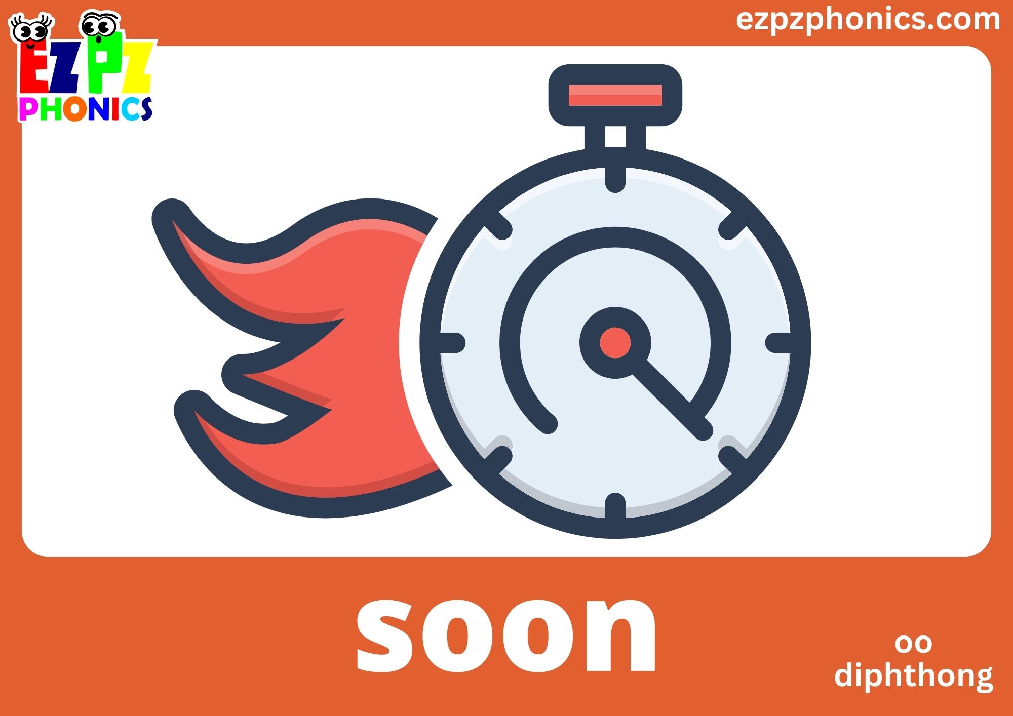 OO Diphthong Words Phonics Flashcards with Images and Words Free ...