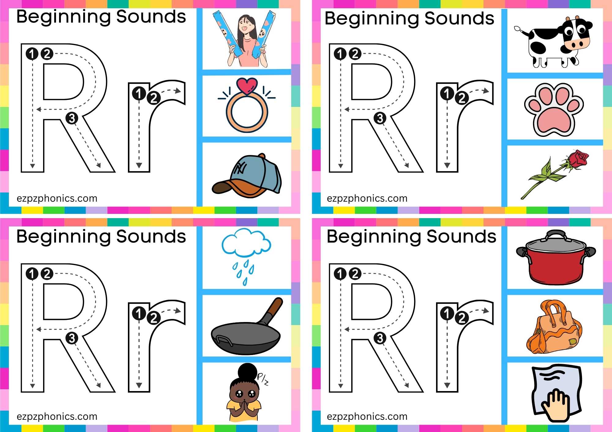 Trace The Letter R And Clip The Image Set 2 - ezpzphonics.com