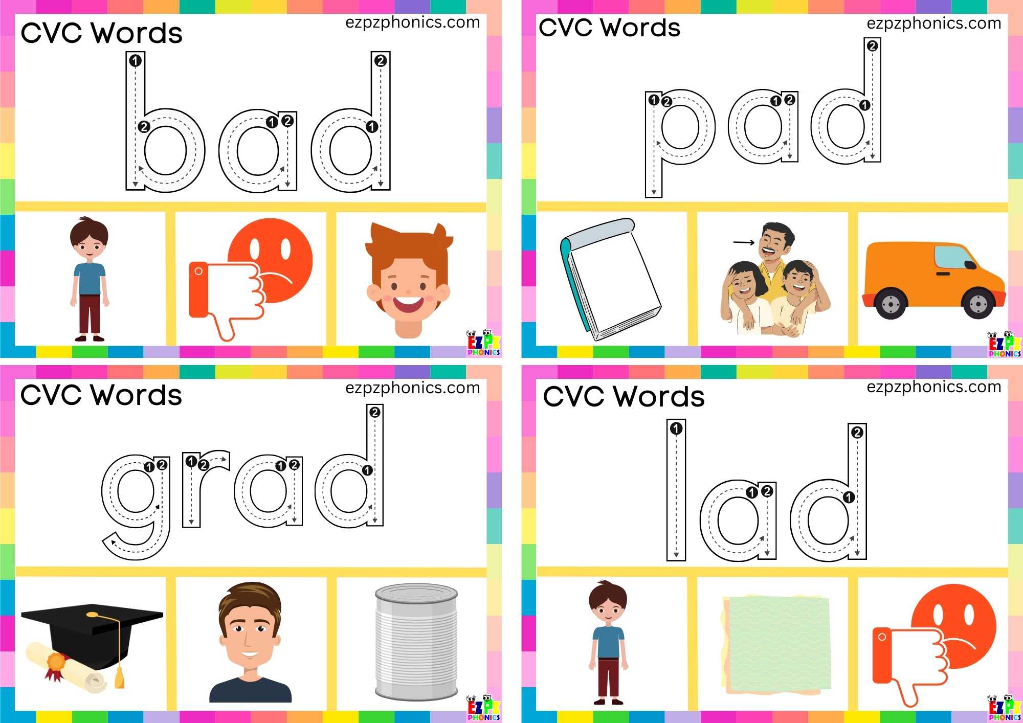 Word Family ad Trace the Word then Clip the Correct Image. Clip Card ...