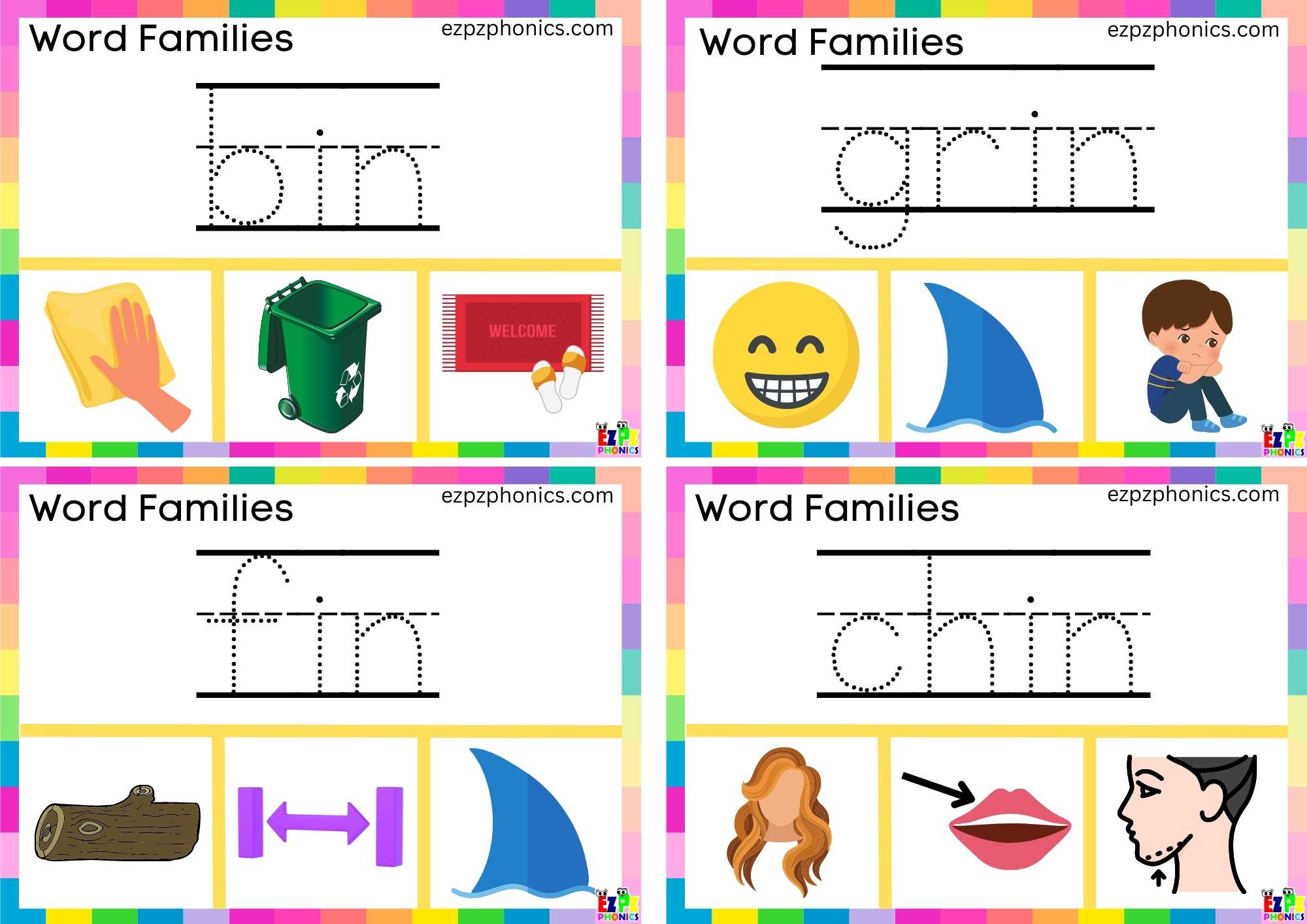 Word Family in Write the words and clip the image Clip cards set 1 ...