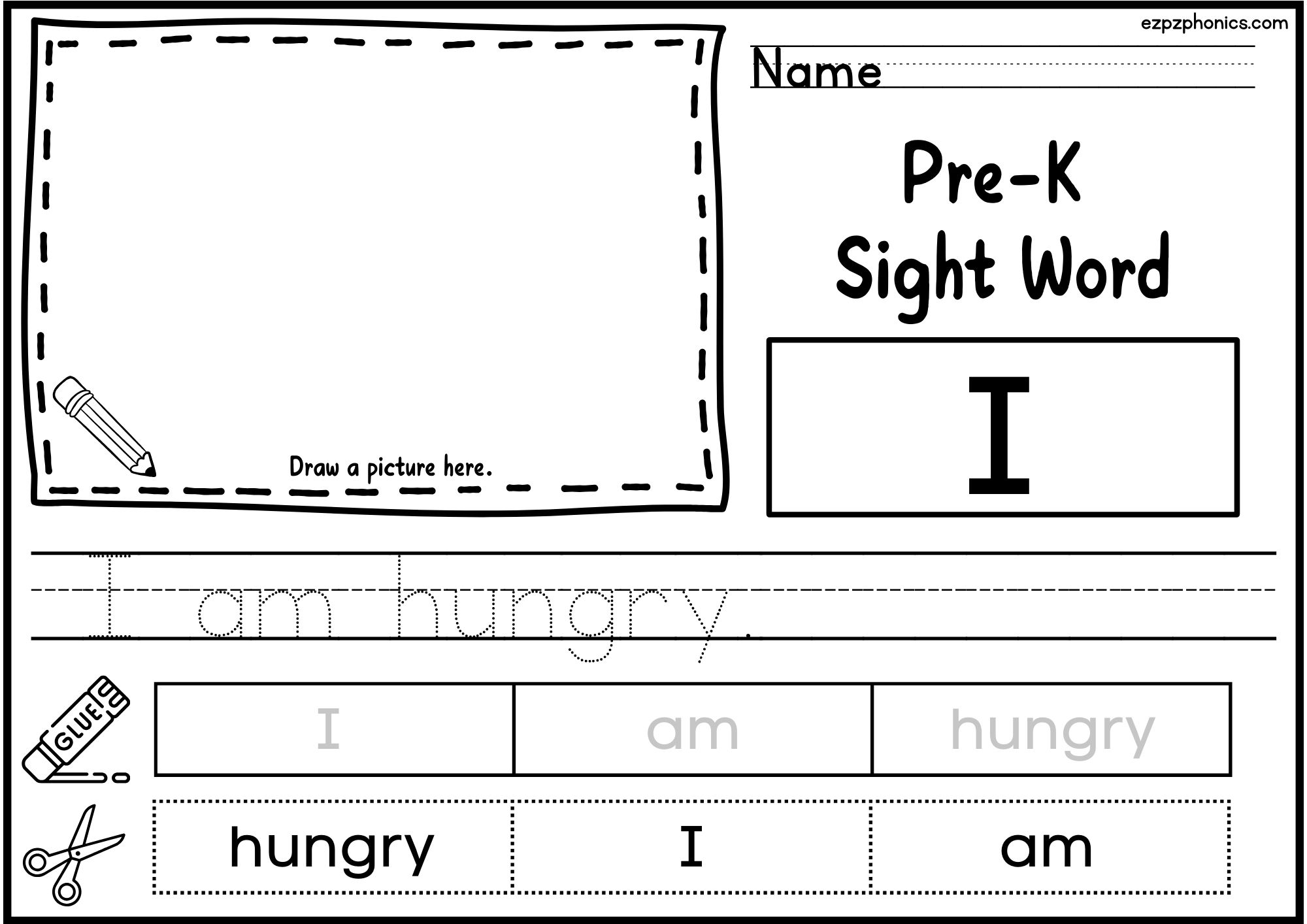 I Dolch Sight Word Activity. Draw, Color, Cut and Paste, and Word ...